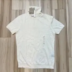 新品　UNIQLO ユニクロ　エクストラファインメリノ　タートルネック半袖　オフ