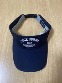 【美品】ジャックバニー （UNISEX） ゴルフバイザー 刺繍ロゴ　ネイビーのサムネイル