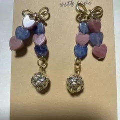 天然石ハート型ビーズの可愛いピアス