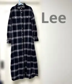 【Lee/リー】チェック柄 ロングシャツワンピース Sサイズ ネルシャツ素材