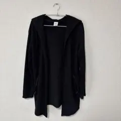 ZARA ロング丈 フーデッドカーディガン ブラックのサムネイル