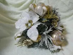 【美品】ハルモニア ホワイトポインセチア テーブルデコ クリスマス飾りのサムネイル