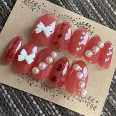 ネイルチップ　透け感　冬ネイル