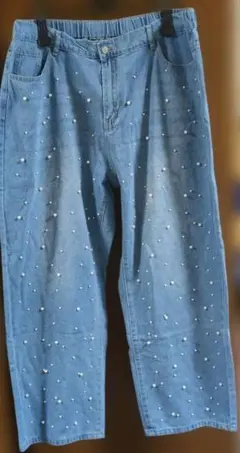 パール付きデニムパンツ　2xl