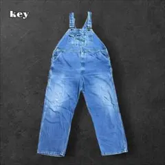 KEY キー オーバーオールデニムdenim overalls色落ちダメージ古着