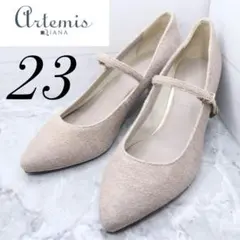 【6】 DIANA ダイアナストラップパンプス ベージュ ツイードスエード23
