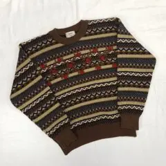 美品☆ 薔薇 刺繍入り 柄ニット 古着