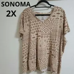SONOMA【2X】ソノマ　ゆったり　幾何学柄　Tシャツ