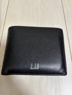 dunhill 黒 レザー 二つ折り財布