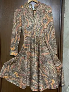 ワンピースレトロ　パーティドレス　ペイズリー