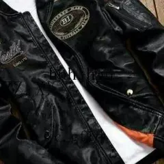 レザージャケット メンズ ライダースジャケット バイク用 刺繍 革ジャン2!z