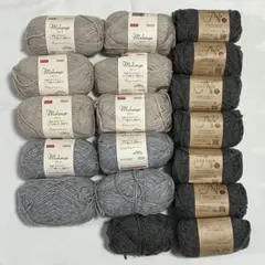 DAISO メランジ毛糸 60g ２色　なないろ彩色　グレー　セット