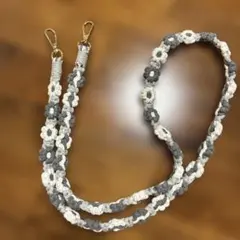 スマホショルダーストラップ 花柄 グレー