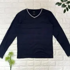 BEAMS ビームス 日本製 配色Vネック 長袖カットソー コットン100％ M