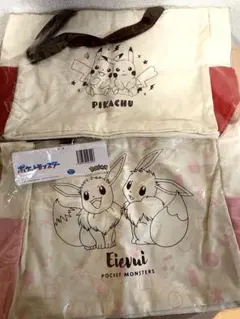 ポケットモンスター　プレミアムサイドポケット付トートバッグ　ピカチュウ&イーブイ