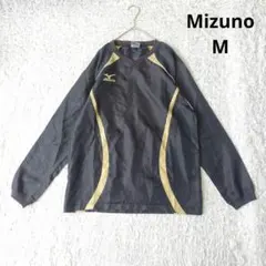 【ミズノ】Mizuno 長袖ピステ ブラック×ゴールド　シャカシャカ　練習着　M