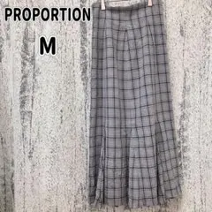 【プロポーション】グレー チェック柄 ロングフレアスカート Mサイズ n4572のサムネイル