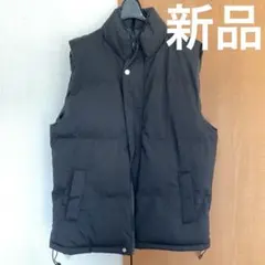 【新品】中綿ダウンベスト 黒　ブラック　メンズ　高収納　フリーサイズ