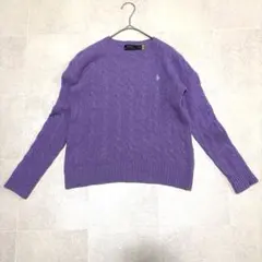 ポロ ラルフローレン ウール カシミヤ ケーブルニット 刺繍 セーター 長袖 M