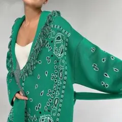 ペイズリー柄 ガウン風コート 春秋ファッション