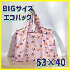 【BIGサイズ】エコバッグ ネコ柄　ピンク　コンパクト バッグ トートバッグ