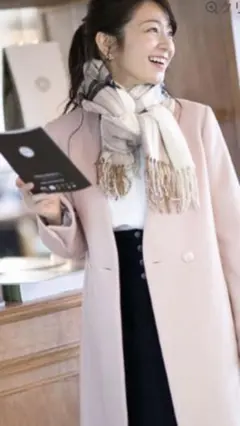 ナノユニバース　ウール100%ノーカラーコート　1度のみ着用　　ロングコート