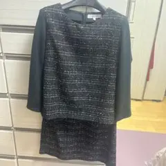 INDIVI ツイードセットアップ ブラック系