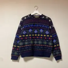 希少 L.L.Bean ニット 80s vintage ウール セーター 総柄