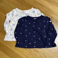 petit main 花柄・ハート柄 Tシャツ 2枚セット