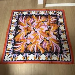 FENDI シルクスカーフ フラワー・バード柄