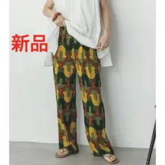 新品 アフリカンプリントイージーパンツ アフリカンバティック風 リネン混パンツのサムネイル