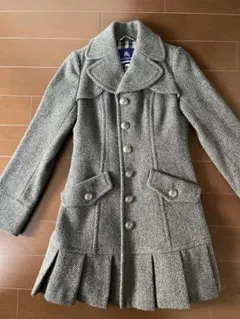 美品 バーバリーブルーレーベル ロングコート ウール グレー フリル y2k 美品 バーバリーブルーレーベル ロングコート ウール グレー フリル