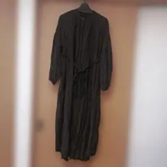 M～L 長袖シャツワンピース 100%ポリエステル シワ加工 羽織り