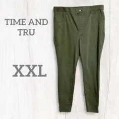 TIME AND TRU オリーブグリーン スキニーパンツ 【XXL】 カーキ