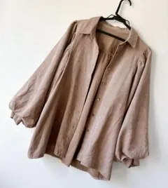 GRL ブラウス ボリュームスリーブ スエード調 Fサイズ モカ フリーサイズ