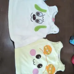 犬とキャラクター刺繍タンクトップ2枚セット70-80センチ