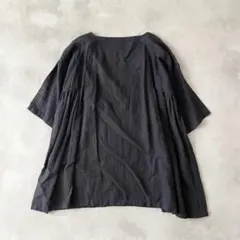nest Robe リネン サイドギャザーチュニック ワンピース ブラック 麻のサムネイル