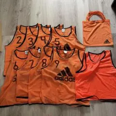 adidas ビブス8枚（2-9番） +ノーブランドオレンジ1枚　収納袋付きのサムネイル