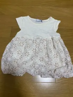 チュールにお花の刺繍のバルーンワンピース