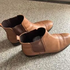 ブラウン レザー サイドゴアブーツ　24.5 EE