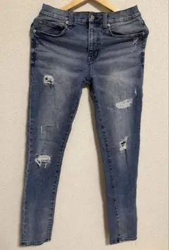 スキニーデニム ダメージ加工 31×32 ジーンズ レディース L相当