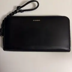 た*ん様 最終価格　JIL SANDER ブラックレザー長財布 ジルサンダー Jil Sander 財布 長財布 小銭入れ付き がま口 J07UI0014