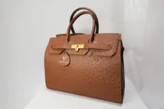 バレンチノガルシア バッグ　オーストリッチレザー ハンドバッグ ブラウン