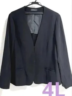 ち77様専用❣️ブラックノーカラージャケット★4L ￼大きいサイズ　礼服リクルートのサムネイル