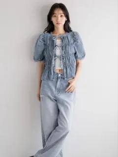 LOWRYS FARM デニムブラウス 半袖 レースアップのサムネイル