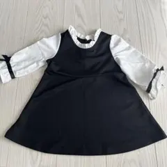 フリル付き黒白ワンピース