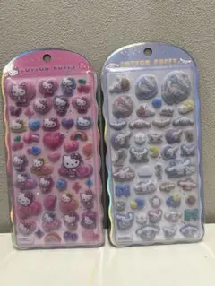 コットンパフィーシール　キティ　シナモロール