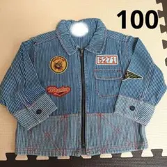 ストライプ柄デニムジャケット 100cm