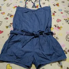 デニム サロペット ショートパンツ リボン