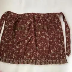 赤茶色の花柄エプロン 前掛け 日本製 ポリエステル